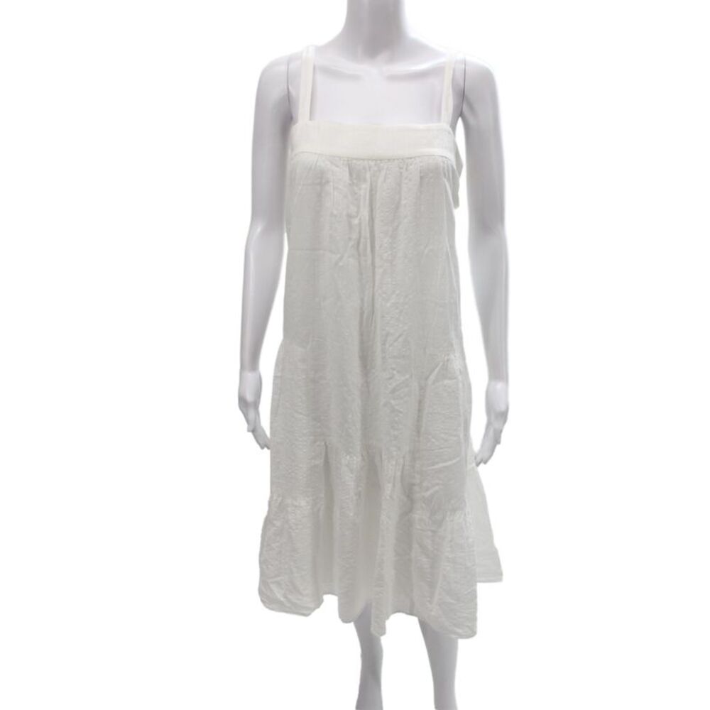 Jenni Kayne Women Sundress White Square Neck Sleeveless Long 60% Cotton Size S